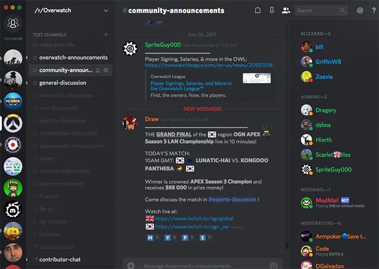 Giao diện của Discord Giao diện của Discord