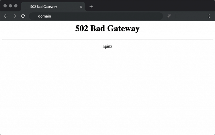 Hình ảnh hiển thị lỗi 502 Bad Gateway nginx