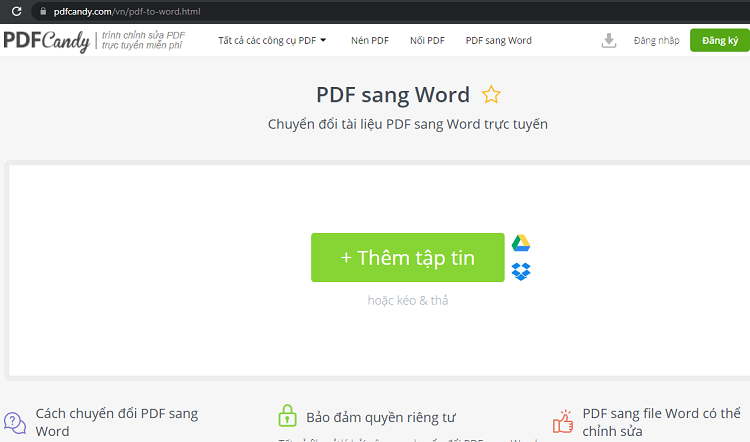 Chuyển file PDF sang Word bằng công cụ PDFCandy