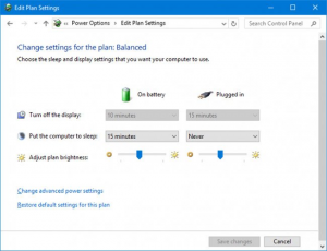 Điều chỉnh độ sáng màn hình Windows 10 thông qua Control Panel